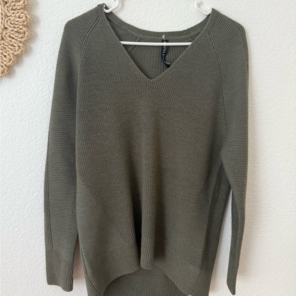 Athletes Oversized Olive V-Neck Women's Sweater NWOT